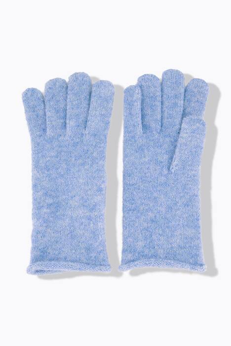 Handschoenen, gemêleerd, fijn breisel, rolrandje