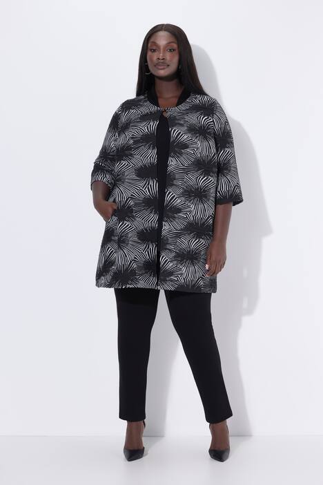 Chaqueta Jacquard, línea A, cuello redondo, manga 3/4