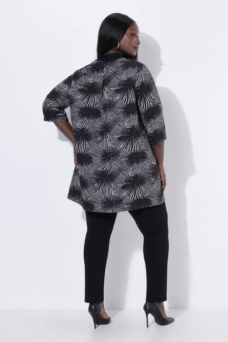 Chaqueta Jacquard, línea A, cuello redondo, manga 3/4