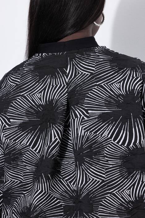 Chaqueta Jacquard, línea A, cuello redondo, manga 3/4