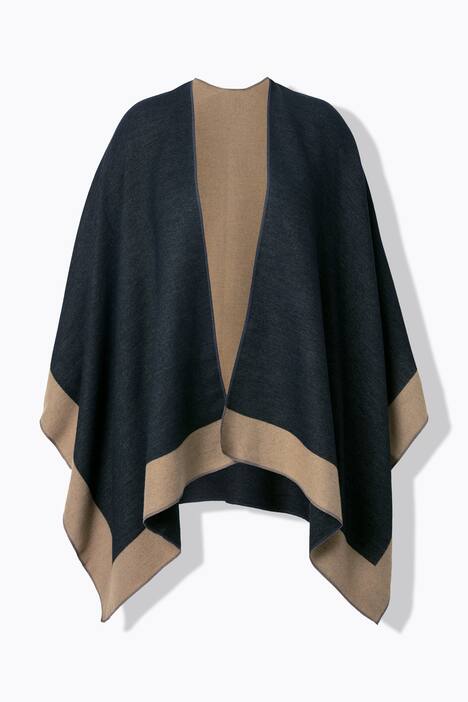 Poncho oversize en matière double face, coupe ouverte