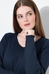 Shirt, ribjersey, V-hals, lange mouwen, biologisch katoen