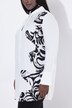 Blusa lunga con design animalier, collo da camicia e maniche lunghe