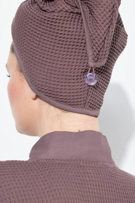 Turban-Handtuch, Waffelpiqué, Knopf, Schlaufe