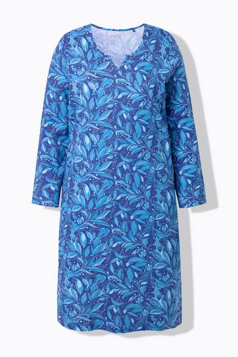 Chemise de nuit à col tunisien et manches longues, en coton bio