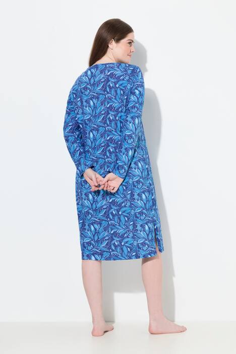 Chemise de nuit à col tunisien et manches longues, en coton bio