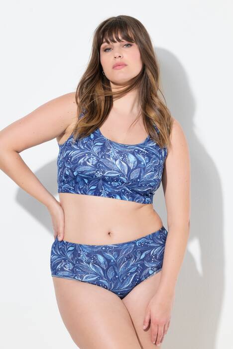 Slips midi, pack de 2, hojas/rayas, algodón orgánico