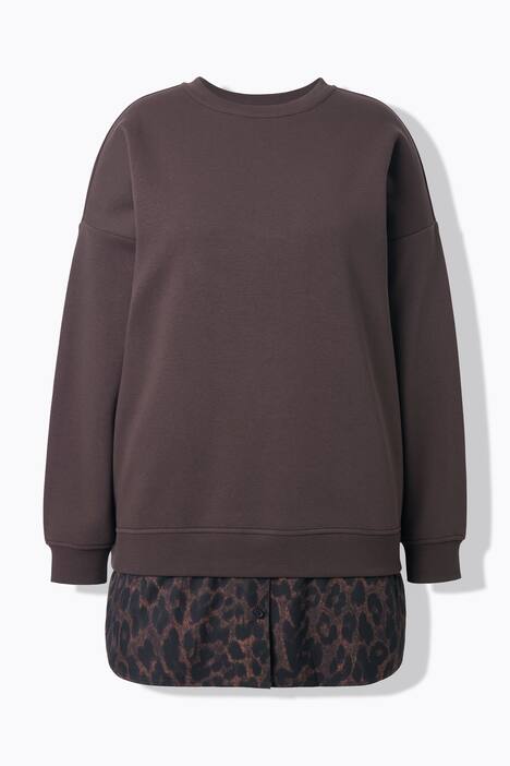 Sudadera, oversize, inserto de camisa redondeado
