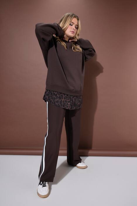 Sudadera, oversize, inserto de camisa redondeado
