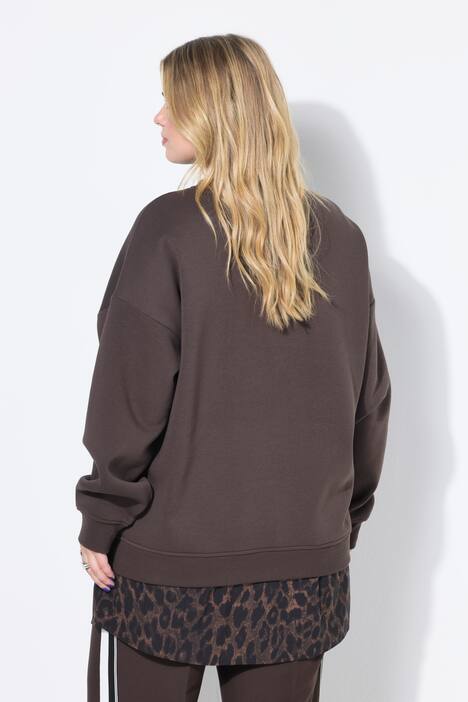 Sudadera, oversize, inserto de camisa redondeado