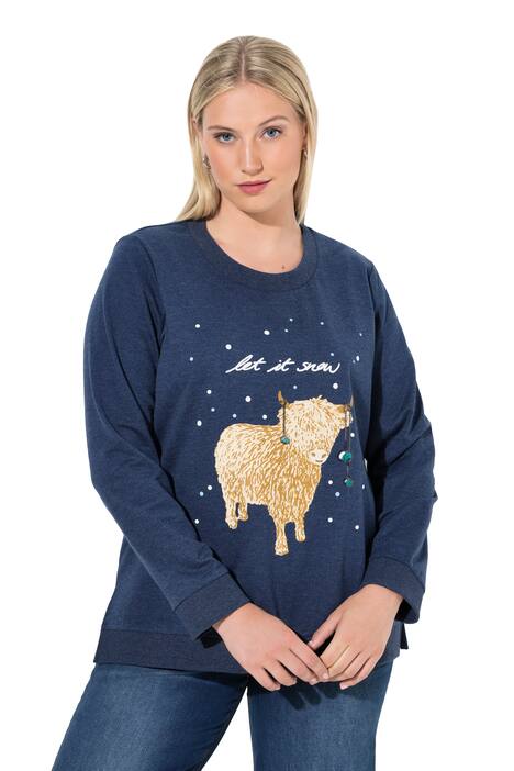 Mikina, Let it Snow, flitry, kulatý výstřih, dlouhé rukávy