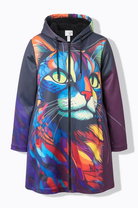 Jacke, Katze, Teddyfutter, A-Linie, Kapuze, Langarm