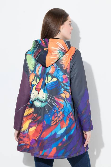 Jacke, Katze, Teddyfutter, A-Linie, Kapuze, Langarm