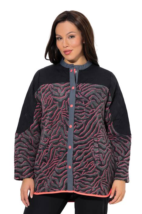 Dlouhá flísová bunda, vzor tygra, stojáček, dlouhé rukávy