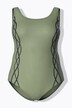 Costume da bagno senza coppe con bordure e scollo rotondo