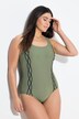 Costume da bagno senza coppe con bordure e scollo rotondo