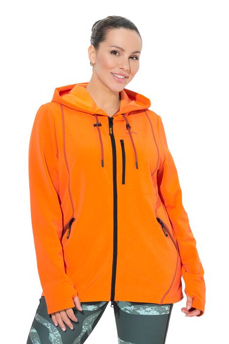 Mikina, dvoucestný zip, kapuce, otvor pro palec