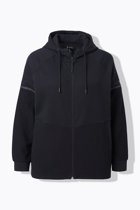 Sweatjacke, Reflektor-Bänder, Kapuze, halb Ottoman