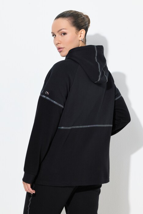 Sweatjacke, Reflektor-Bänder, Kapuze, halb Ottoman