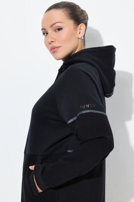 Sweatjacke, Reflektor-Bänder, Kapuze, halb Ottoman