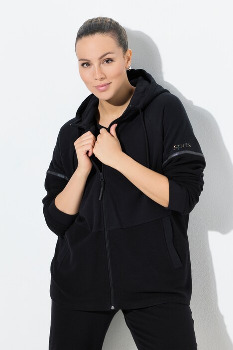 Sweatjacke, Reflektor-Bänder, Kapuze, halb Ottoman