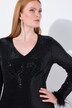 Bodycon-kjole, pailletter, V-udskæring, lange ærmer, fjer