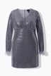 Bodycon-kjole, pailletter, V-udskæring, lange ærmer, fjer