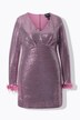 Bodycon-kjole, pailletter, V-udskæring, lange ærmer, fjer