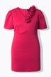 Bodycon-scuba jurk, 3D-rozen, korte pofmouwen