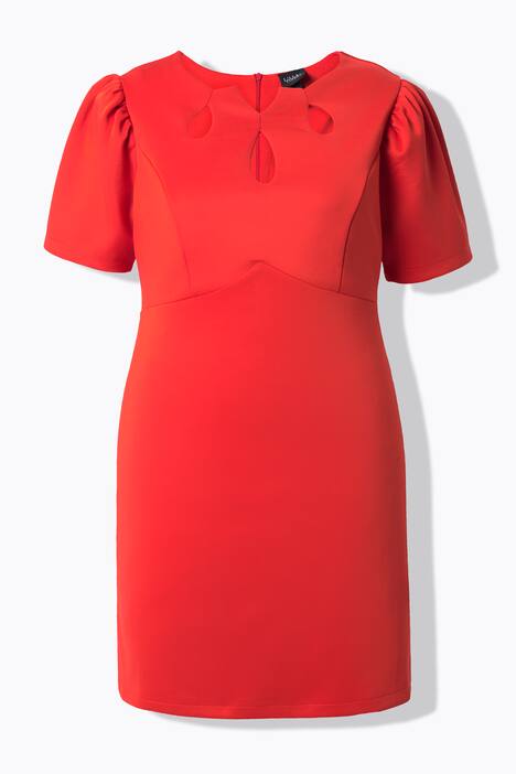 Bodycon-mekko, scuba, cut out -leikkaukset, lyhyet puhvihihat