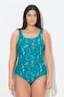 Costume da bagno senza coppe con fiori e scollo rotondo