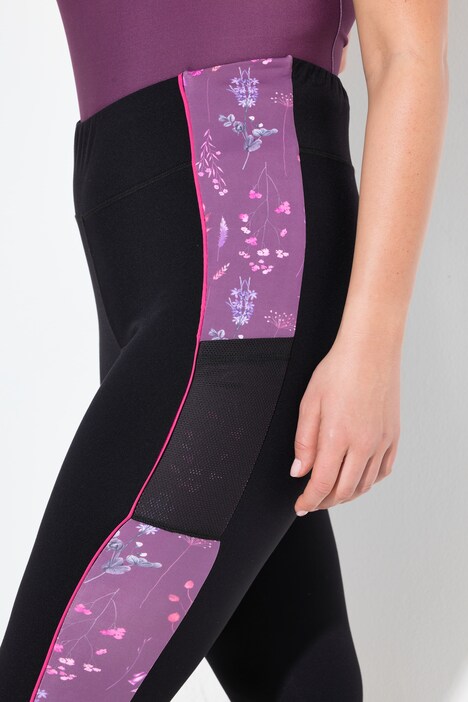 Sport-Leggings, Blüten, schmales Bein, Taschen, recycelt