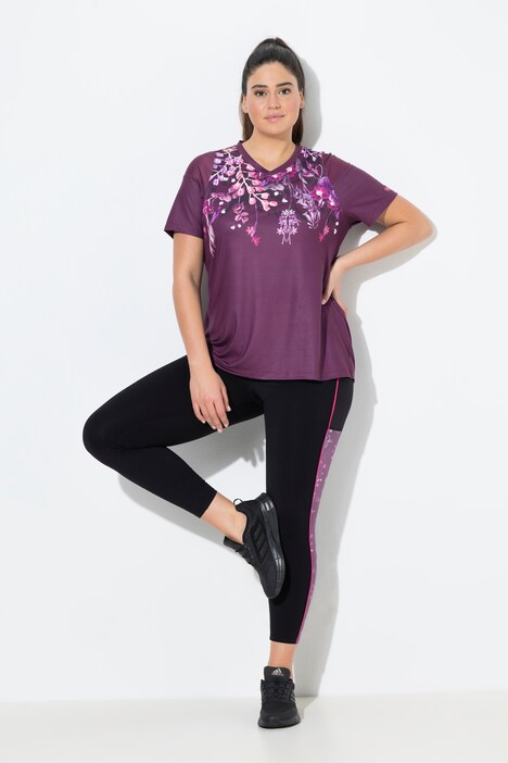 Sport-Leggings, Blüten, schmales Bein, Taschen, recycelt