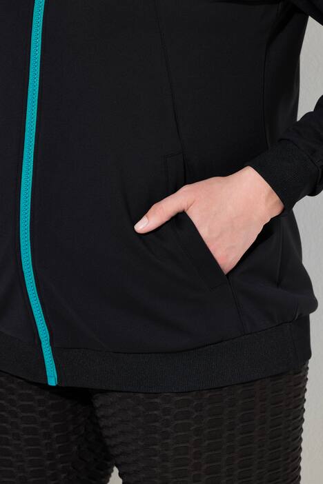 Veste en molleton à capuche et fermeture à glissière à double curseur, ruban à fronces sur la manche