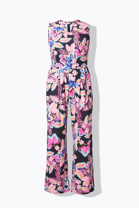 Jumpsuit, mouwloos, jersey, bloemenpatroon