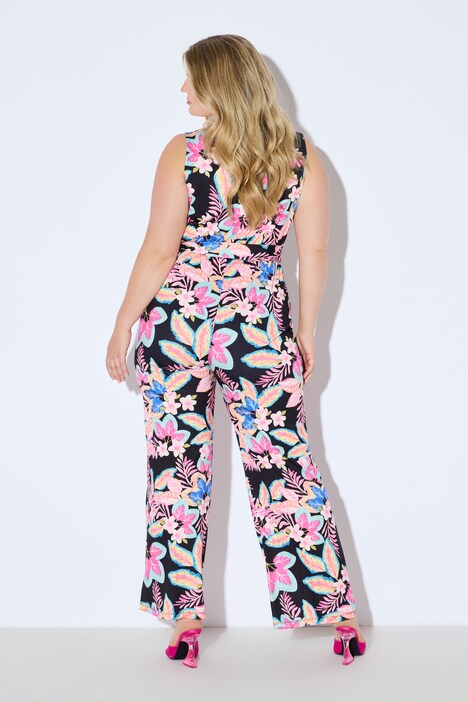 Jumpsuit, mouwloos, jersey, bloemenpatroon