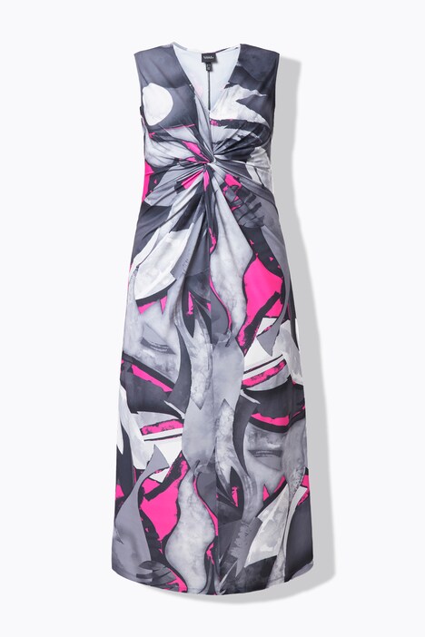 Robe maxi en jersey. Motif intégral et drapé