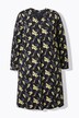 Robe en jersey à motif floral, col tunisien et manches longues, coupe évasée