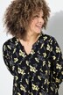 Robe en jersey à motif floral, col tunisien et manches longues, coupe évasée