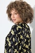 Robe en jersey à motif floral, col tunisien et manches longues, coupe évasée
