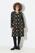 Robe en jersey à motif floral, col tunisien et manches longues, coupe évasée