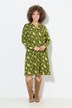 Jersey jurk, bloemen, A-lijn, tuniekhals, lange mouwen