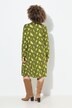 Jersey jurk, bloemen, A-lijn, tuniekhals, lange mouwen