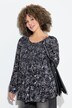 Blouse smockée ligne en A, motif papillons. Col rond et manches 3/4