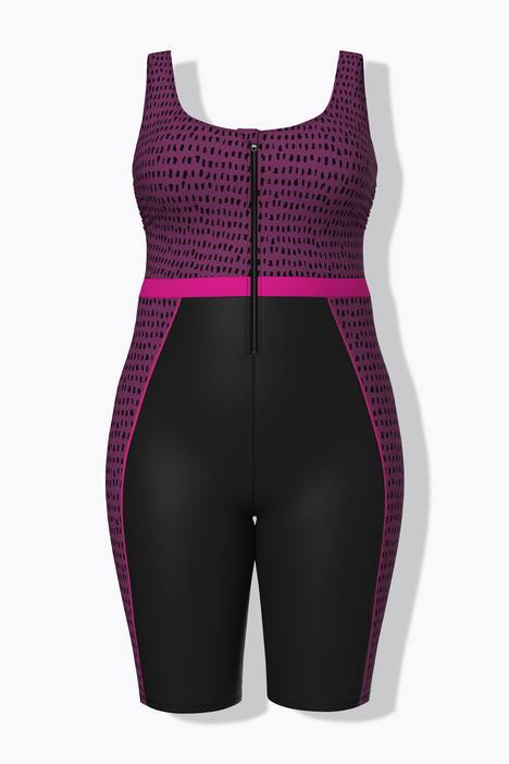 Badeanzug, langes Bein, ohne Softcups, Zipper