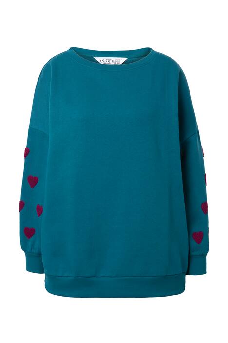 Mikina, extra oversize, srdíčka na rukávech