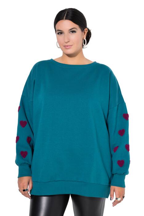 Mikina, extra oversize, srdíčka na rukávech