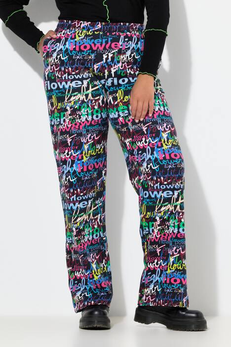 Pantaloni di felpa dal taglio dritto con fantasia con scritta