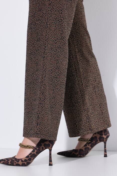 Pantalón Marlene, pierna ancha, patrón de leopardo, efecto metálico
