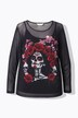 T-shirt en tulle, motif femme/tête de mort, coupe Slim Fit